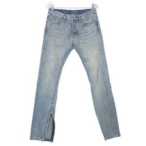MNML M1 Slim Fit Ankle Zip Jeans Mens 29x31 Light Wash Button Fly Denim Y2K Edgy